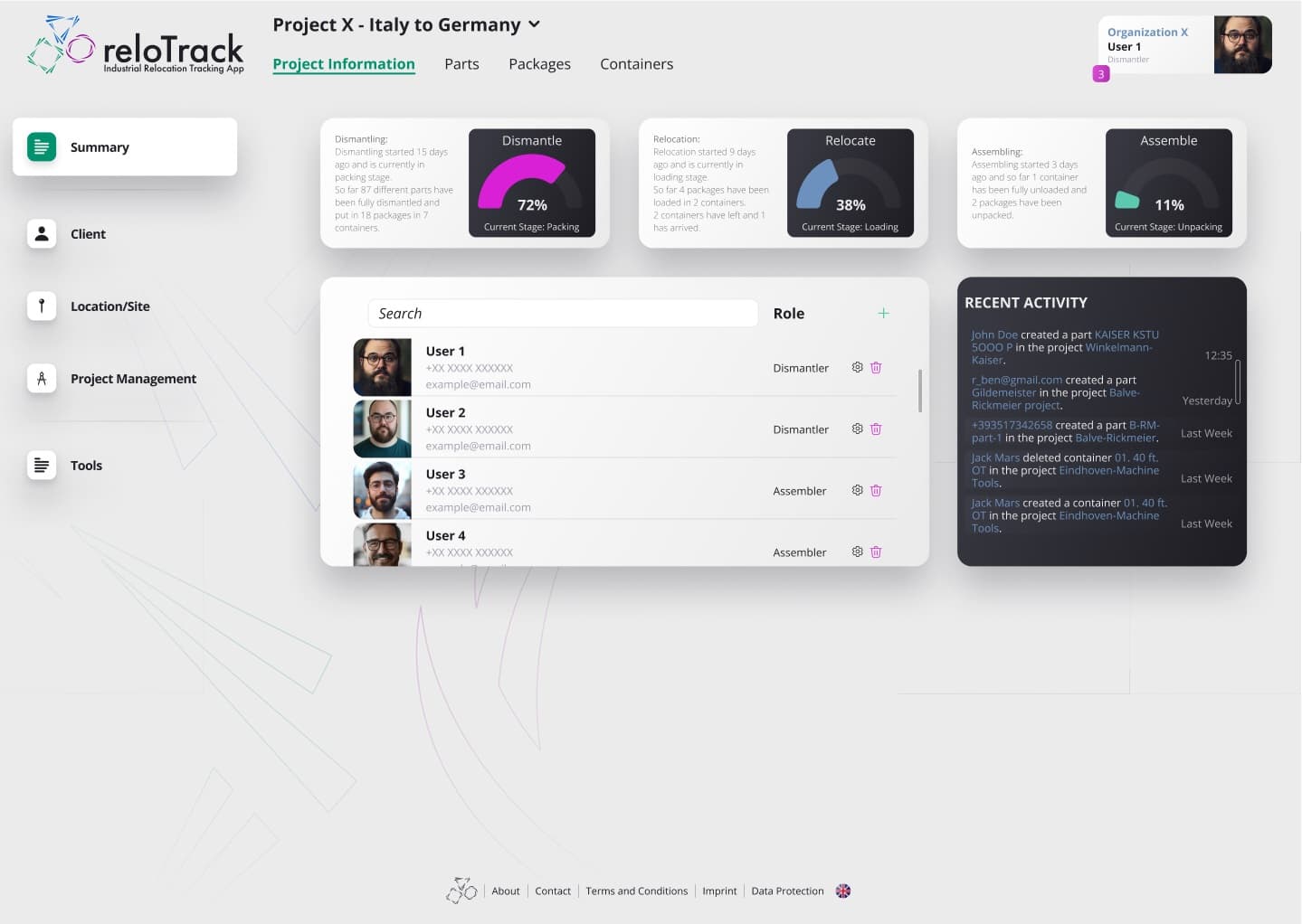 ReloTrack Desktop Dashboard